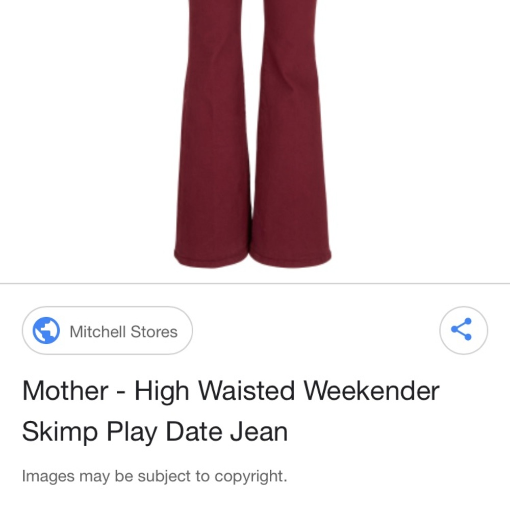 Mother High-Waisted Weekender Play Date Jeans - Burgundy